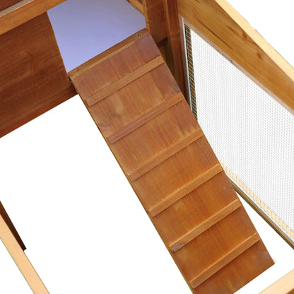 PawHut Small Animal Deluxe XXL Fir Wood 2-Tier Guinea Pigs Hutches Natural Wood Tone 