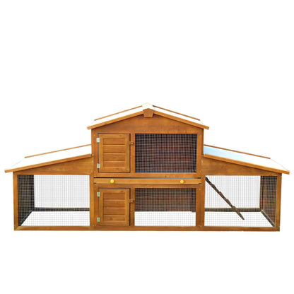 PawHut Small Animal Deluxe XXL Fir Wood 2-Tier Guinea Pigs Hutches Natural Wood Tone 