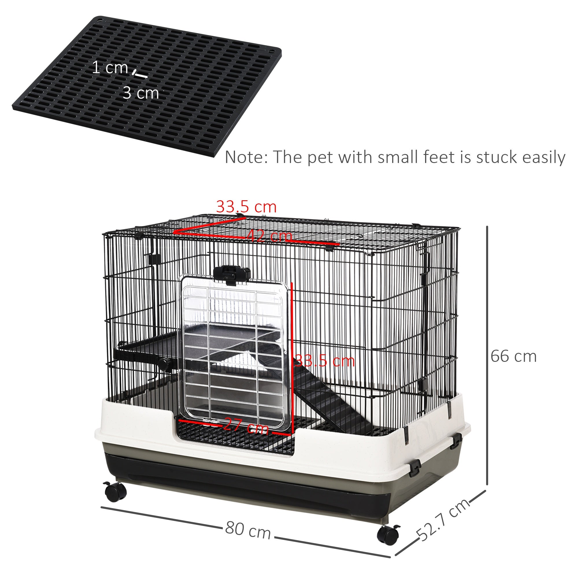 PawHut Small Animal Guinea Pigs Hutches Steel Wire Rabbit Cage Pet Play House  W/ Waste Tray Black 