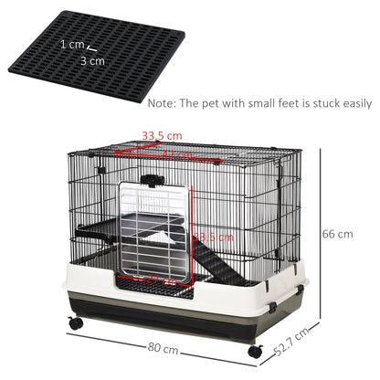 PawHut Small Animal Guinea Pigs Hutches Steel Wire Rabbit Cage Pet Play House  W/ Waste Tray Black 