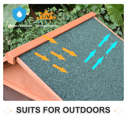 PawHut Small Animal Two-Level Fir Wood Guinea Pigs Hutches w/ Slide Out Tray Red/Brown 