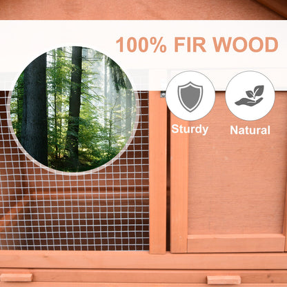 PawHut Small Animal Two-Level Fir Wood Guinea Pigs Hutches w/ Slide Out Tray Red/Brown 