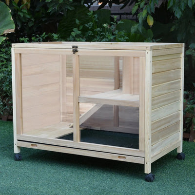 PawHut Small Animals Guinea Pigs Hutches Fir Wood Indoor Hutch 