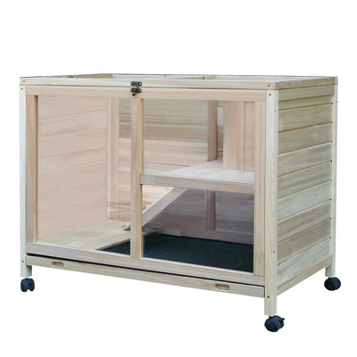 PawHut Small Animals Guinea Pigs Hutches Fir Wood Indoor Hutch 