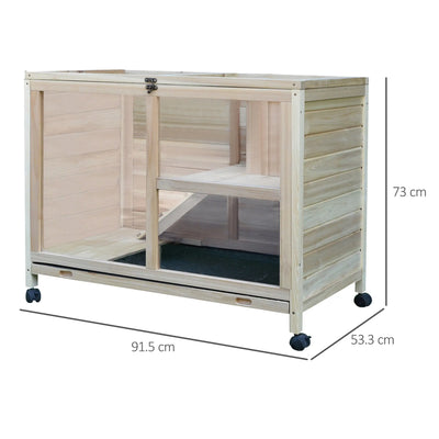 PawHut Small Animals Guinea Pigs Hutches Fir Wood Indoor Hutch 