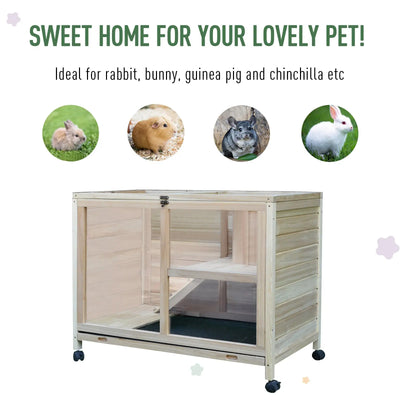 PawHut Small Animals Guinea Pigs Hutches Fir Wood Indoor Hutch 