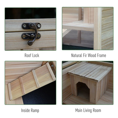 PawHut Small Animals Guinea Pigs Hutches Fir Wood Indoor Hutch 