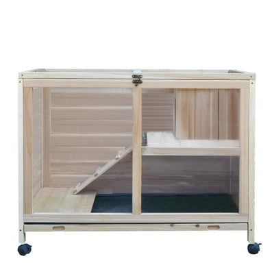 PawHut Small Animals Guinea Pigs Hutches Fir Wood Indoor Hutch 