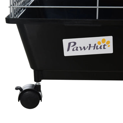 PawHut Steel Small 2-Tier Small Guinea Pigs Hutches w/ Accessories Blue/Orange 