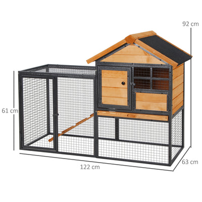 PawHut Wood-metal Guinea Pigs Hutches Elevated Pet Bunny House Rabbit Cage with Slide-Out Tray Outdoor 