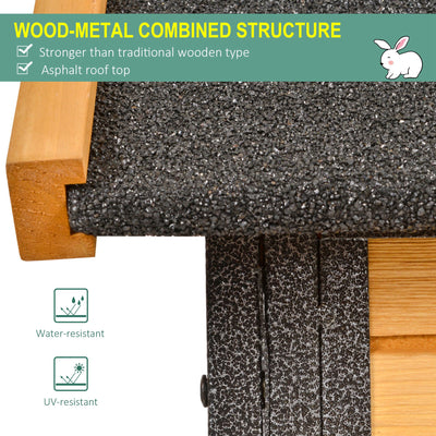 PawHut Wood-metal Guinea Pigs Hutches Elevated Pet Bunny House Rabbit Cage with Slide-Out Tray Outdoor 