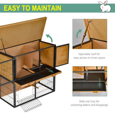 PawHut Wood-metal Guinea Pigs Hutches Elevated Pet House Outdoor 89.5 x 45 x 81cm 