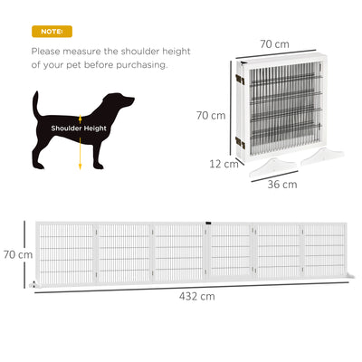 PawHut Wooden Pet Gate, Freestanding Dog Safety Barrier, w/ 2 Support Feet, White 