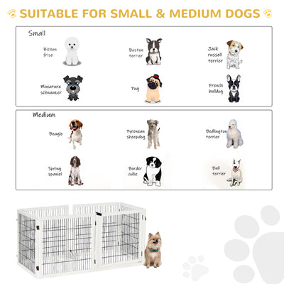 PawHut Wooden Pet Gate, Freestanding Dog Safety Barrier, w/ 2 Support Feet, White 