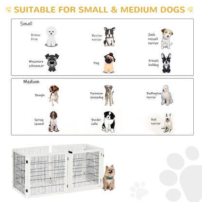 PawHut Wooden Pet Gate, Freestanding Dog Safety Barrier, w/ 2 Support Feet, White 
