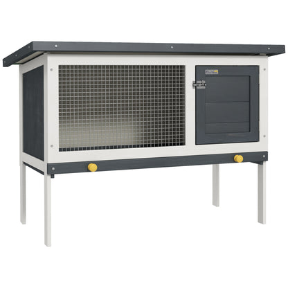 PawHut Wooden Rabbit Hutch Guinea Pig Hutch Bunny Cage Small Animal Habitat Openable Asphalt Roof for Outdoor Use 90 x 45 x 65 cm 