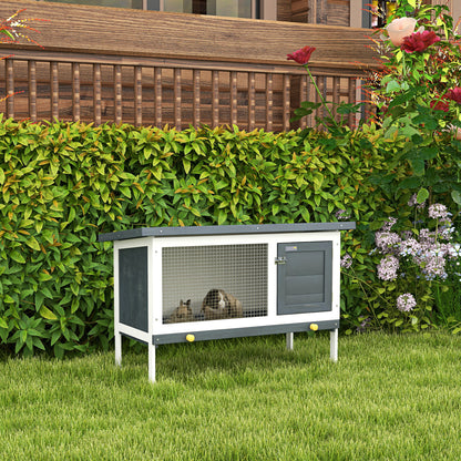 PawHut Wooden Rabbit Hutch Guinea Pig Hutch Bunny Cage Small Animal Habitat Openable Asphalt Roof for Outdoor Use 90 x 45 x 65 cm 