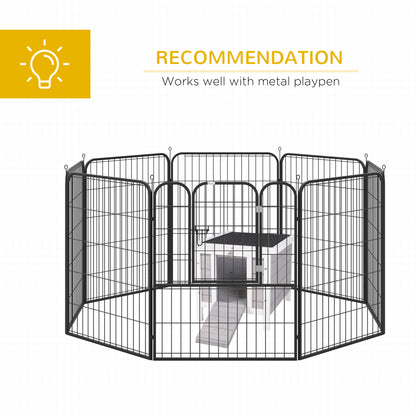PawHut Wooden Rabbit Hutch Outdoor, Guinea Pig Hutch, Rabbit Hideaway, Cat House, Bunny Cage Small Animal House 51 x 42 x 43 cm, Grey 