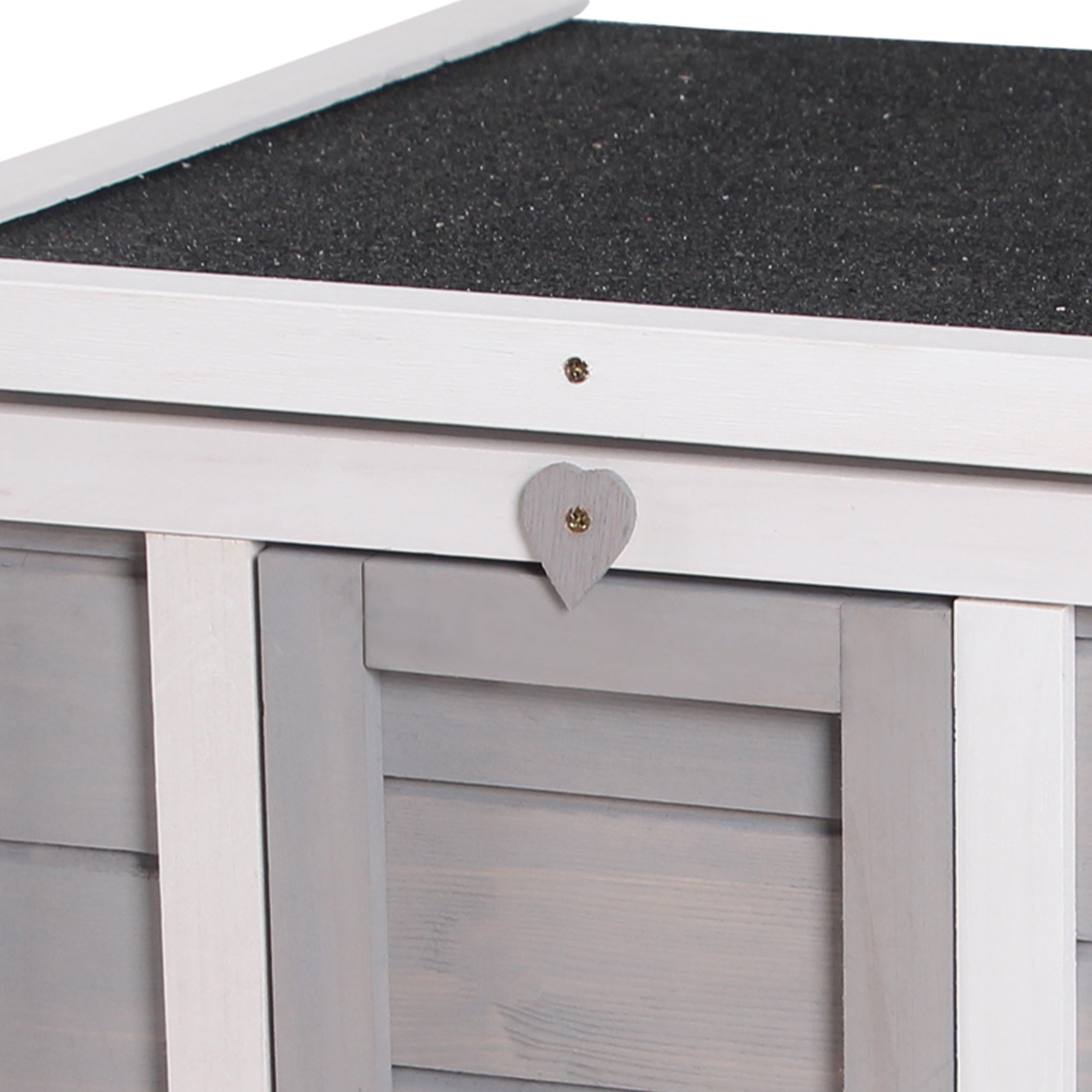 PawHut Wooden Rabbit Hutch Outdoor, Guinea Pig Hutch, Rabbit Hideaway, Cat House, Bunny Cage Small Animal House 51 x 42 x 43 cm, Grey 
