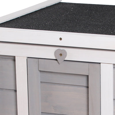 PawHut Wooden Rabbit Hutch Outdoor, Guinea Pig Hutch, Rabbit Hideaway, Cat House, Bunny Cage Small Animal House 51 x 42 x 43 cm, Grey 