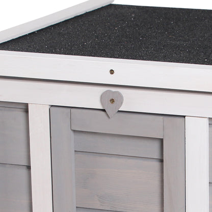 PawHut Wooden Rabbit Hutch Outdoor, Guinea Pig Hutch, Rabbit Hideaway, Cat House, Bunny Cage Small Animal House 51 x 42 x 43 cm, Grey 