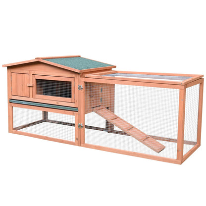 Pawhut 2 Floor Wooden Guinea Pigs Hutches House Bunny Coop Outdoor Garden Backyard, 158L x 58W x 68H cm 