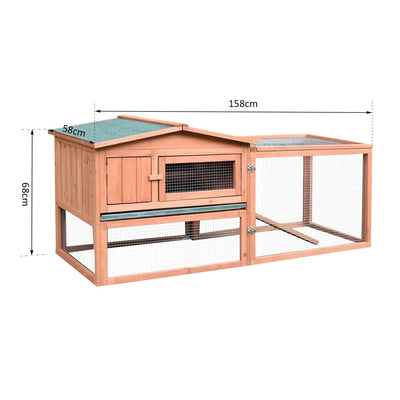 Pawhut 2 Floor Wooden Guinea Pigs Hutches House Bunny Coop Outdoor Garden Backyard, 158L x 58W x 68H cm 