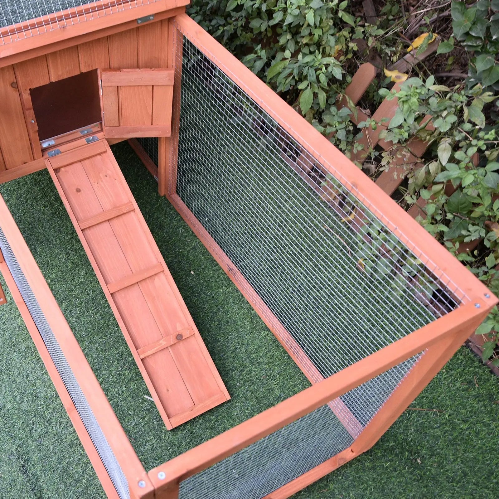 Pawhut 2 Floor Wooden Guinea Pigs Hutches House Bunny Coop Outdoor Garden Backyard, 158L x 58W x 68H cm 