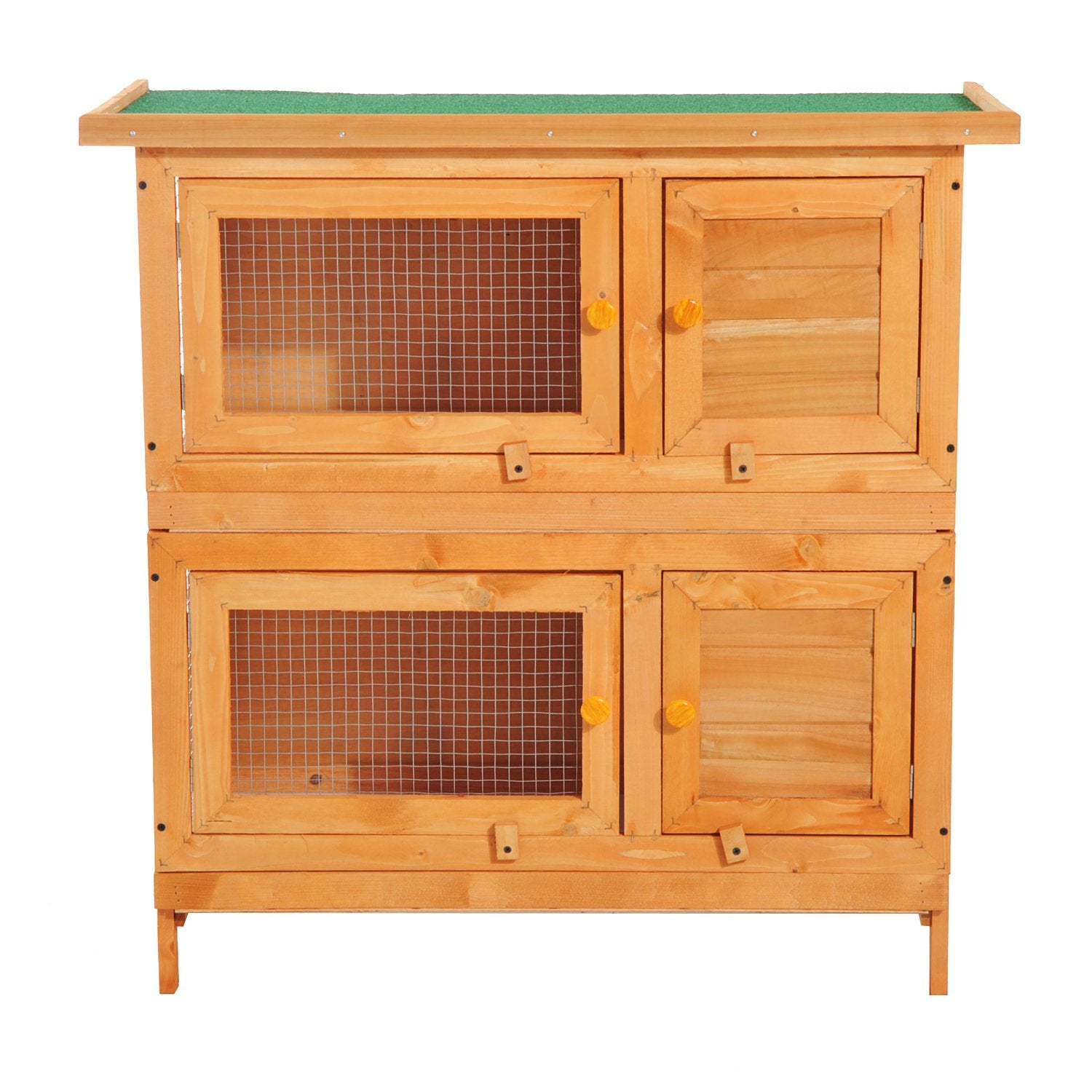 Pawhut 90cm 2 Tiers Double Decker Wooden Guinea Pigs Hutches Pet Cage 