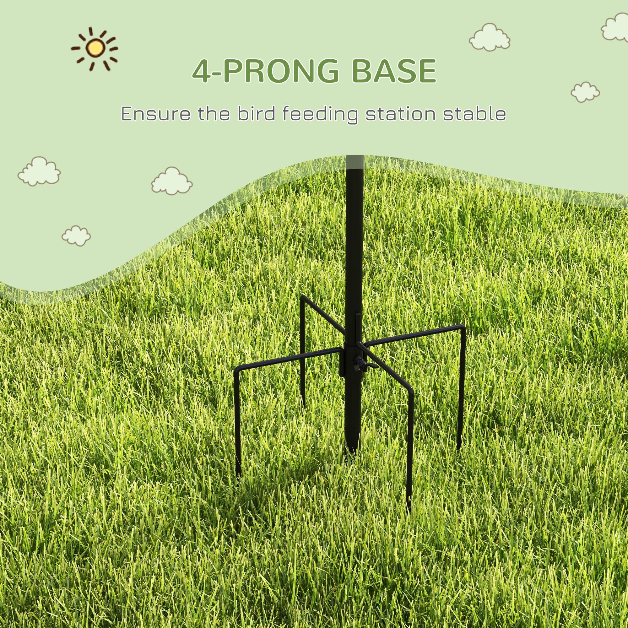 Pawhut Bird Feeding Station Kit, Wild Bird Feeder Pole with 6 Hooks, 4 Hanging Feeders for Peanuts, Seed, Fat Balls, for Garden, Outdoor, Black 