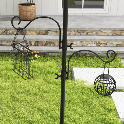 Pawhut Bird Feeding Station Kit, Wild Bird Feeder Pole with 6 Hooks, 4 Hanging Feeders for Peanuts, Seed, Fat Balls, for Garden, Outdoor, Black 