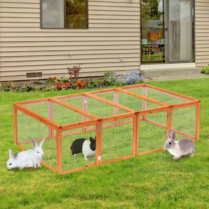 Pawhut Guinea Pigs Hutches W/ Mesh Wire, 181Lx100Wx 48H cm-Wood 