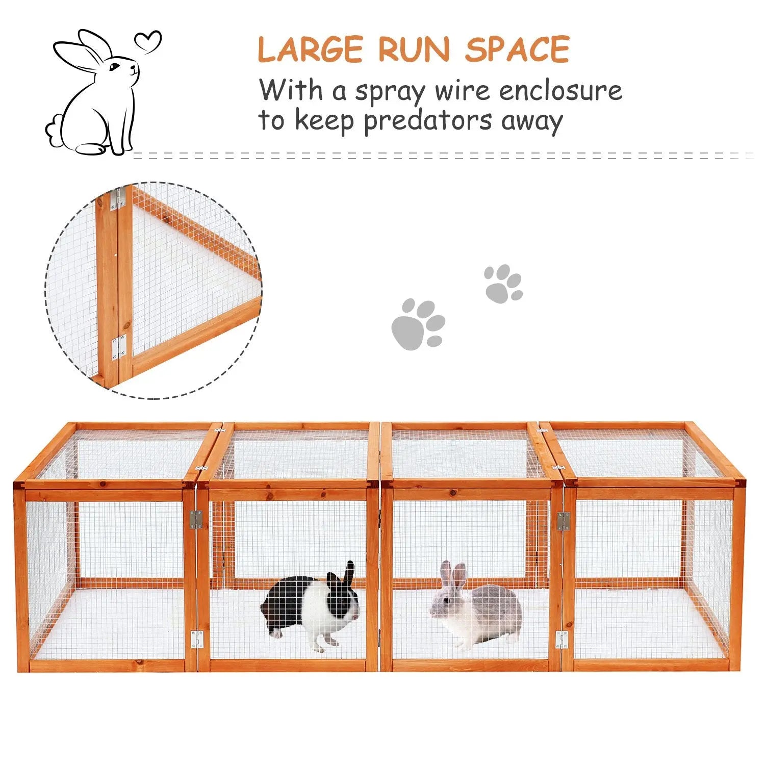 Pawhut Guinea Pigs Hutches W/ Mesh Wire, 181Lx100Wx 48H cm-Wood 