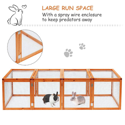 Pawhut Guinea Pigs Hutches W/ Mesh Wire, 181Lx100Wx 48H cm-Wood 