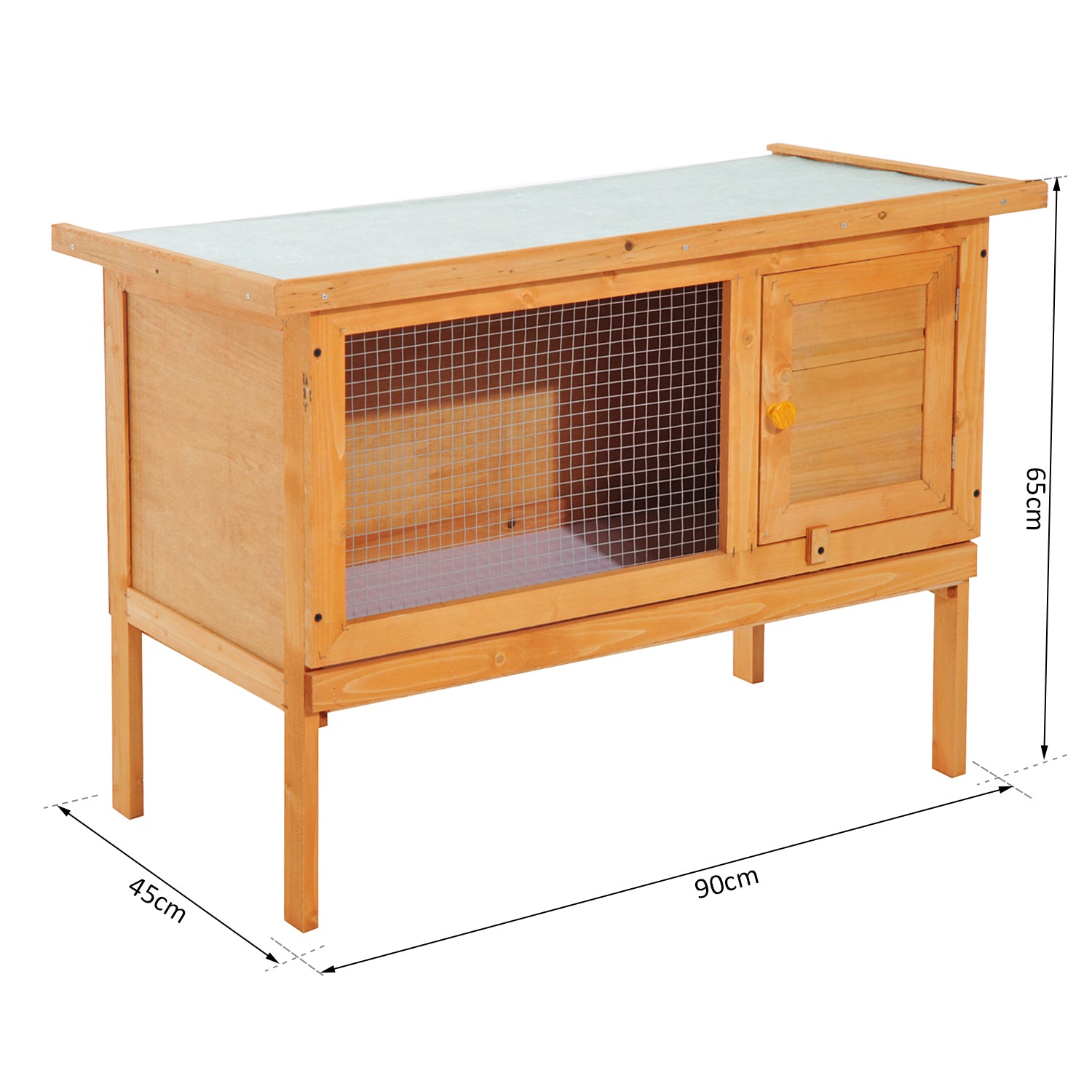 Pawhut Guinea Pigs Hutches,90Lx45Wx65H cm-Fir Wood 