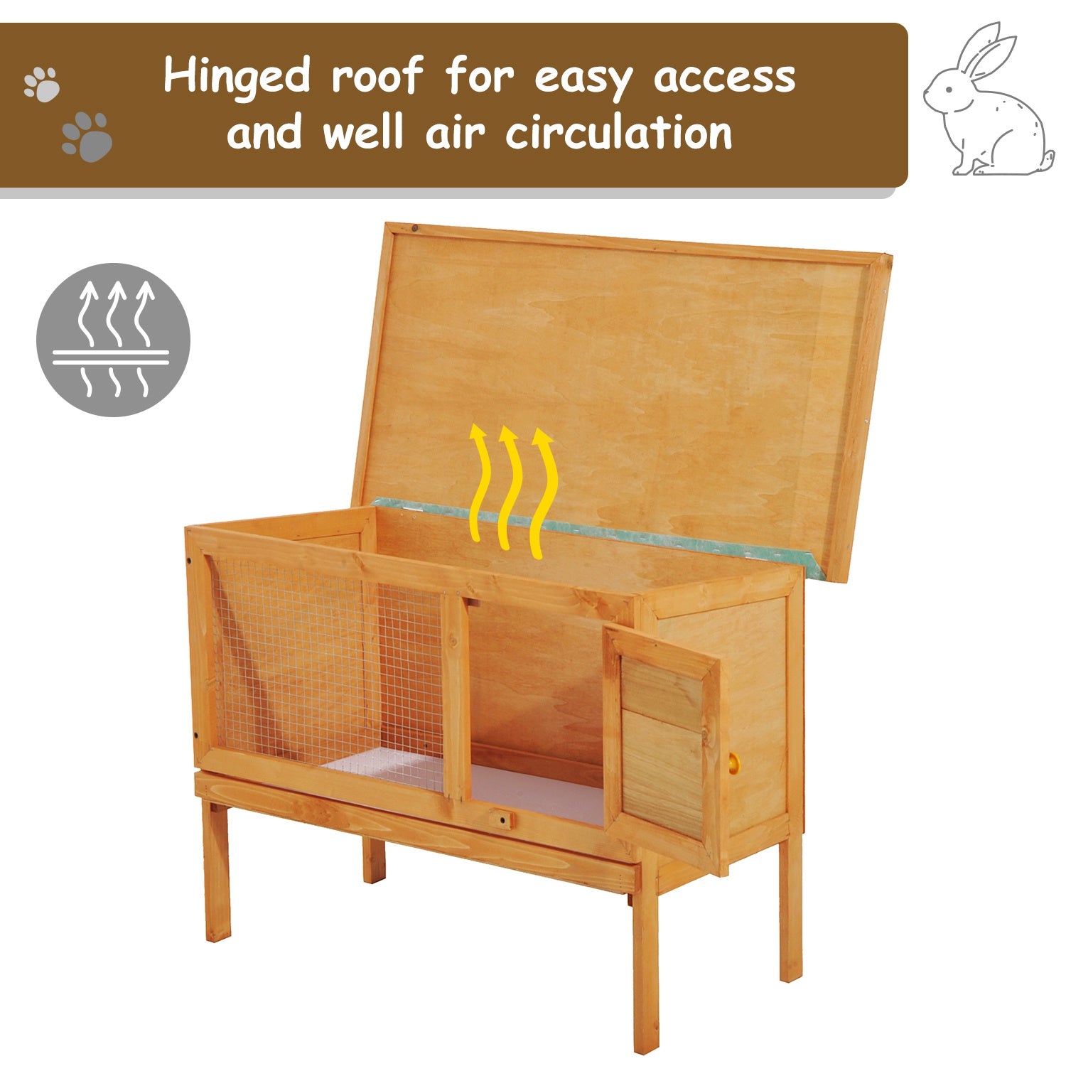 Pawhut Guinea Pigs Hutches,90Lx45Wx65H cm-Fir Wood 