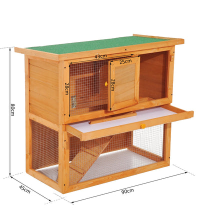Pawhut Wooden 90cm 2 Tiers Guinea Pigs Hutches 