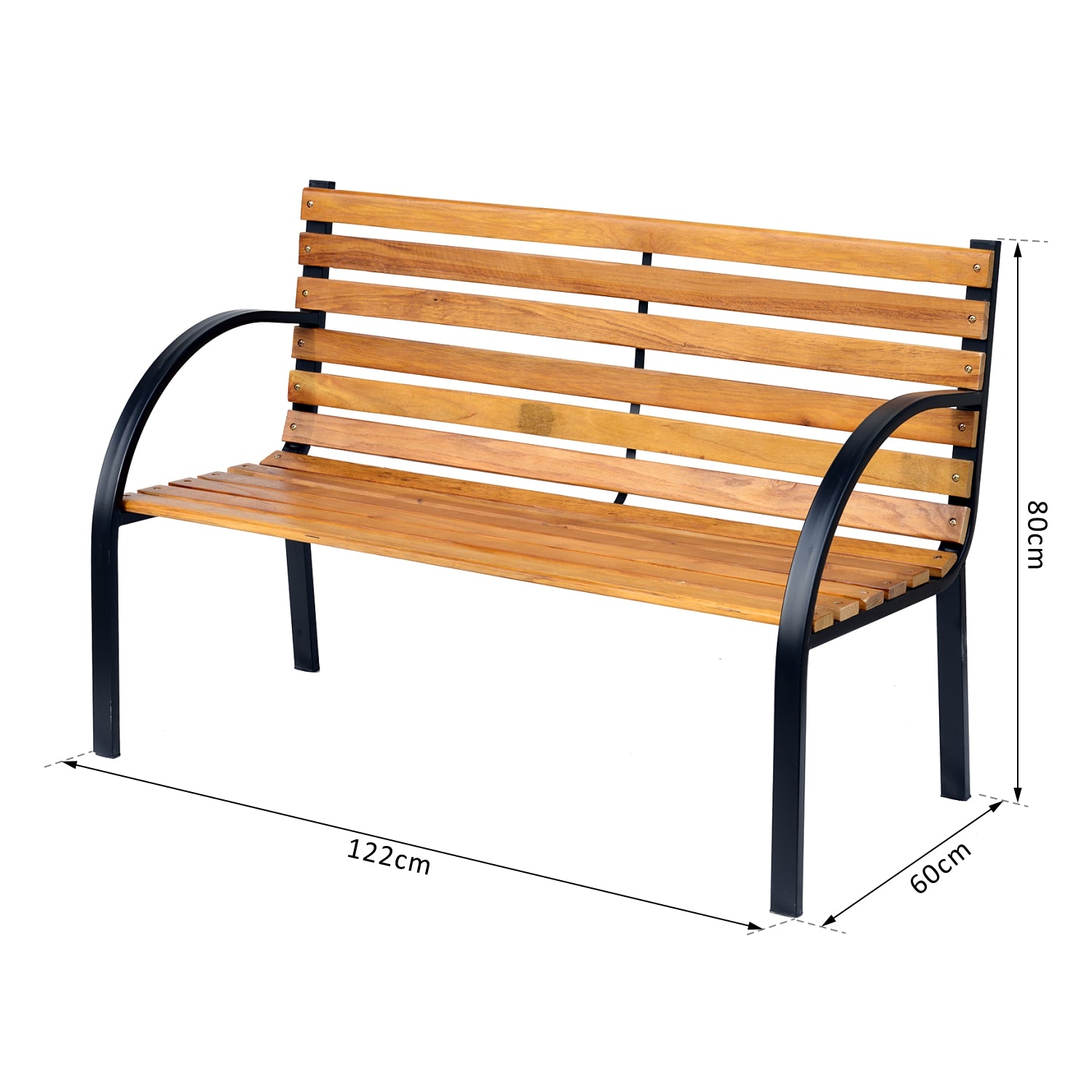 Outsunny Garden Bench, 122Lx60Wx80H cm-Steel/Wood 