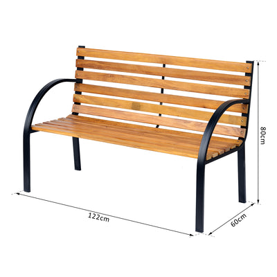 Outsunny Garden Bench, 122Lx60Wx80H cm-Steel/Wood 