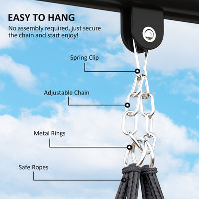 Outsunny Hanging Chair Outdoor Hammock Chair with Soft Cushion, Cotton Rope Boho Style Swing Chair, Hanging Garden Swing Seat for Indoor Outdoor, Dark Grey 