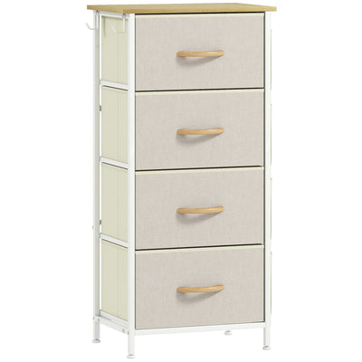 HOMCOM Chest of Four Fabric Drawers - Beige 