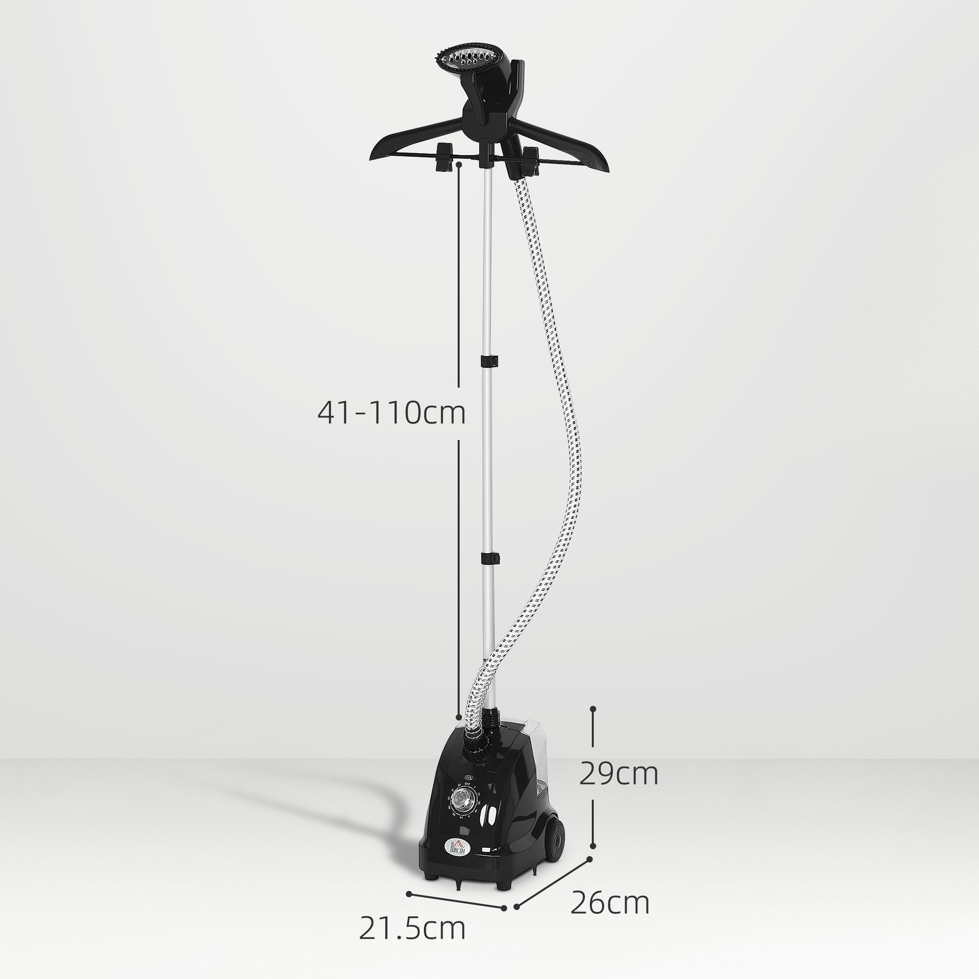 HOMCOM Clothes Steamer with Adjustable Pole Clothes Steamer 11 Steam Levels 41-110 cm Black 