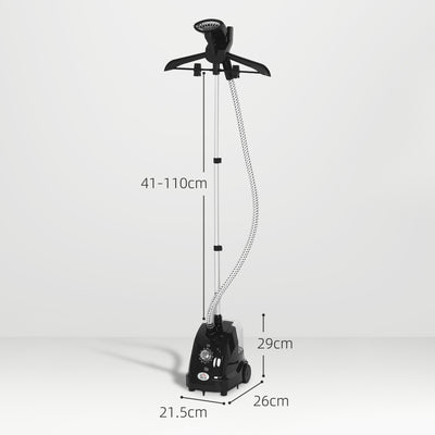 HOMCOM Clothes Steamer with Adjustable Pole Clothes Steamer 11 Steam Levels 41-110 cm Black 