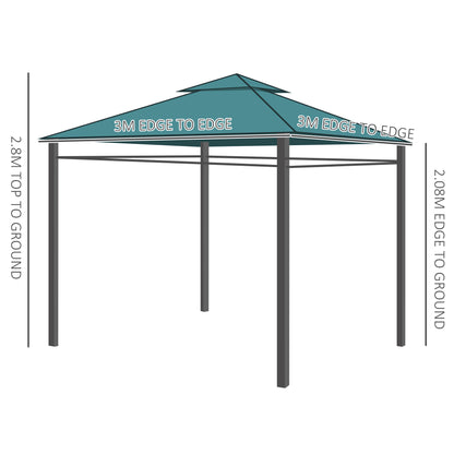 Outsunny 3(m) x 3(m) Metal Garden Gazebo Marquee Party Tent Patio Canopy Pavilion + Sidewalls - Green 