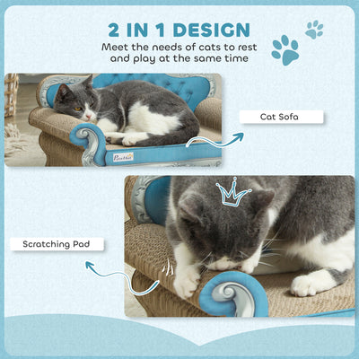 PawHut 2 in 1 Cat Scratcher with Catnip for Indoor Cats, 30.5 x 55 x 31.5cm, Light Blue 