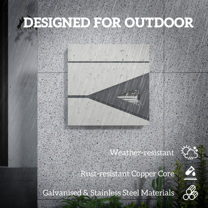 HOMCOM Wall Mounted Post Box with Viewing Window, 2 Lock, Modern Galvanised Steel Mailbox with Copper Core, Weatherproof Letterbox for Outdoor Use, Easy to Install, Silver 