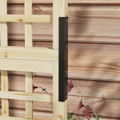 Outsunny Raised Bed with Drainage Holes, Wood Planter with Trellis for Climbing Plants to Grow Vegetables, Flowers, Natural 