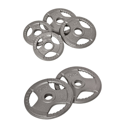 HOMCOM Set of 6 Cast Iron Olympic Weight for 2"/5cm Hole Dumbbell Handle Bar 35kg Dumbbell Plates Barbell Weight 2 x 5kg, 2 x 2.5kg, 2 x 10kg 