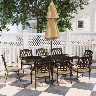Outsunny Nine-Piece Cast Aluminium Garden Dining Set - Bronze Tone 