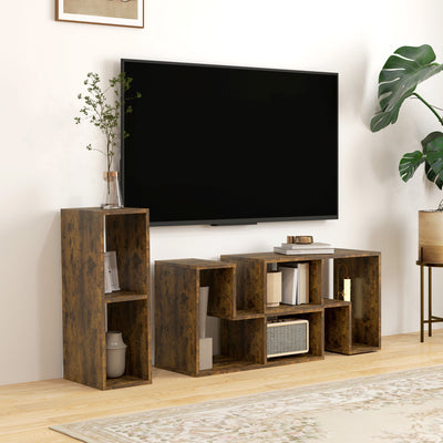 HOMCOM TV Stand for TVs up to 75 Inches, Free Combination TV Unit with Storage Shelves, Extendable Entertainment Centre for Living Room, Rustic Brown 